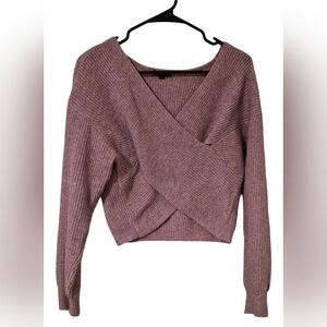 Dynamite Pink V-Neck Cropped Sweater
